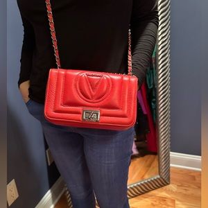 Valentino coral red shoulder crossbody bag
